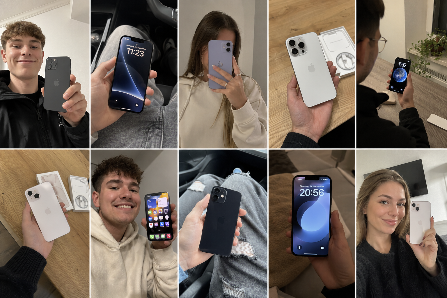 Echte Kunden mit ihren reparierten iPhones